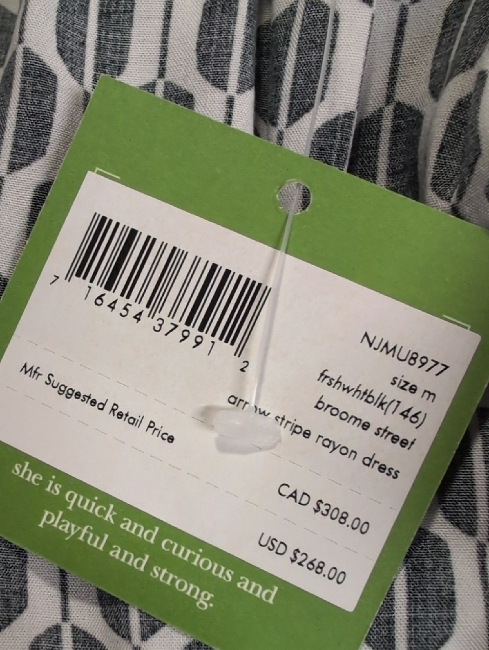 NWT kate spade Arrow Striped Rayon Dress Medium Knee Length - Picture 10 of 13